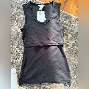 H&M Mama Nursing Ribbed Tank Top Black Size Small NWT